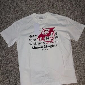 Maison Martin Margiela White and Red Graphic Tee